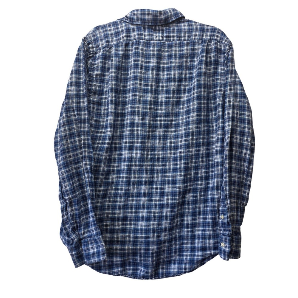 Polo Ralph Lauren Mens Blue Plaid 100% Linen Long Sleeve Button Down Shirt Large - Picture 2 of 8